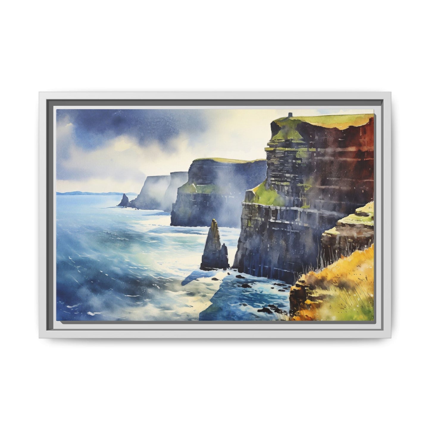 Watercolour of Cliffs of Moher – Beautiful Coastal Landscape Canvas Print