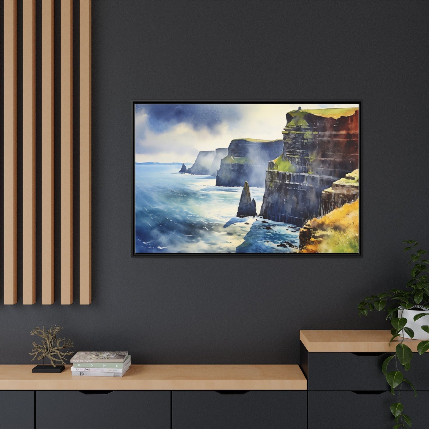 Watercolour of Cliffs of Moher – Beautiful Coastal Landscape Canvas Print