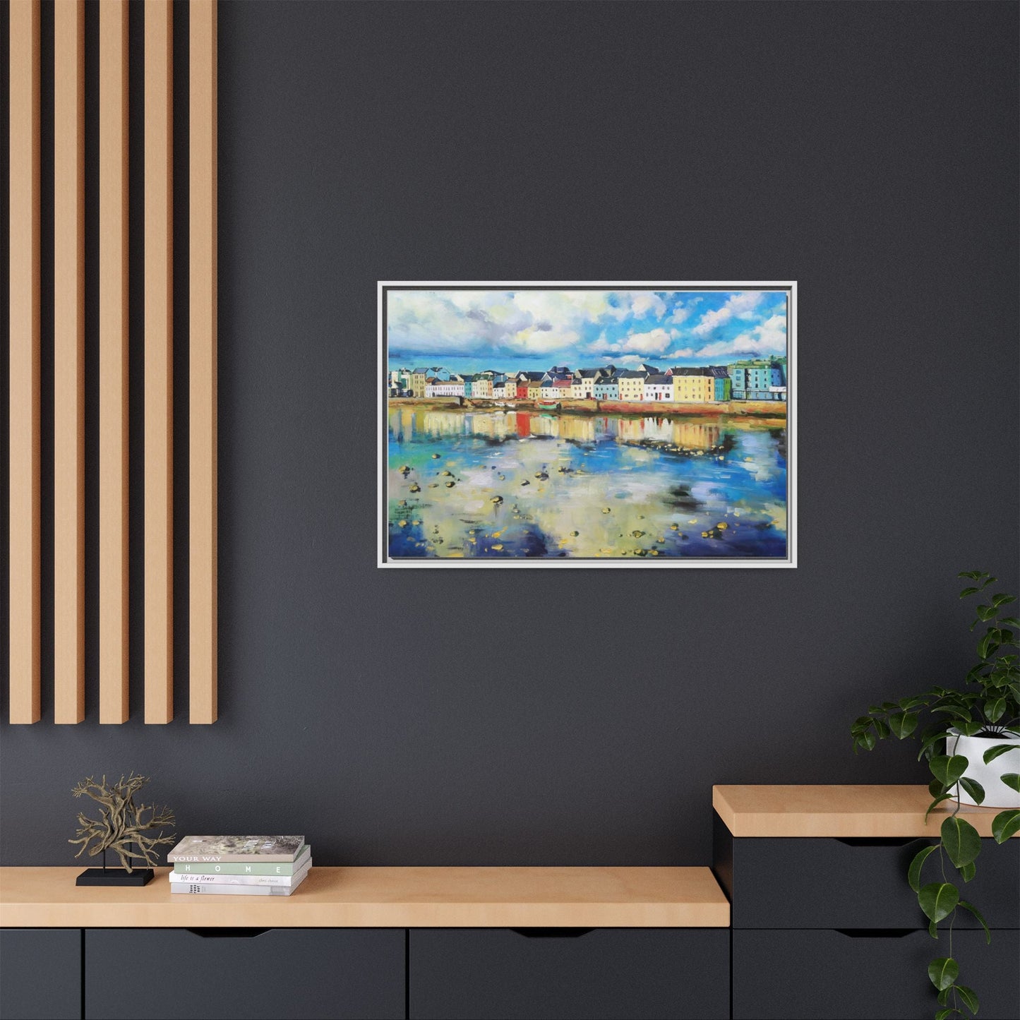 Galway Reflections wall art featuring serene Irish landscapes and water reflections, framed in premium quality wood.