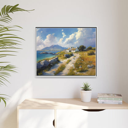 Blustery Day wall art featuring a dramatic wind-swept landscape in a pinewood frame.