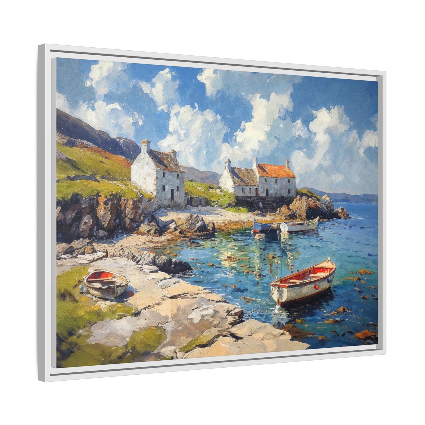 Island Harbour Coastal Landscape - Serene Wall Art Print for Home Décor