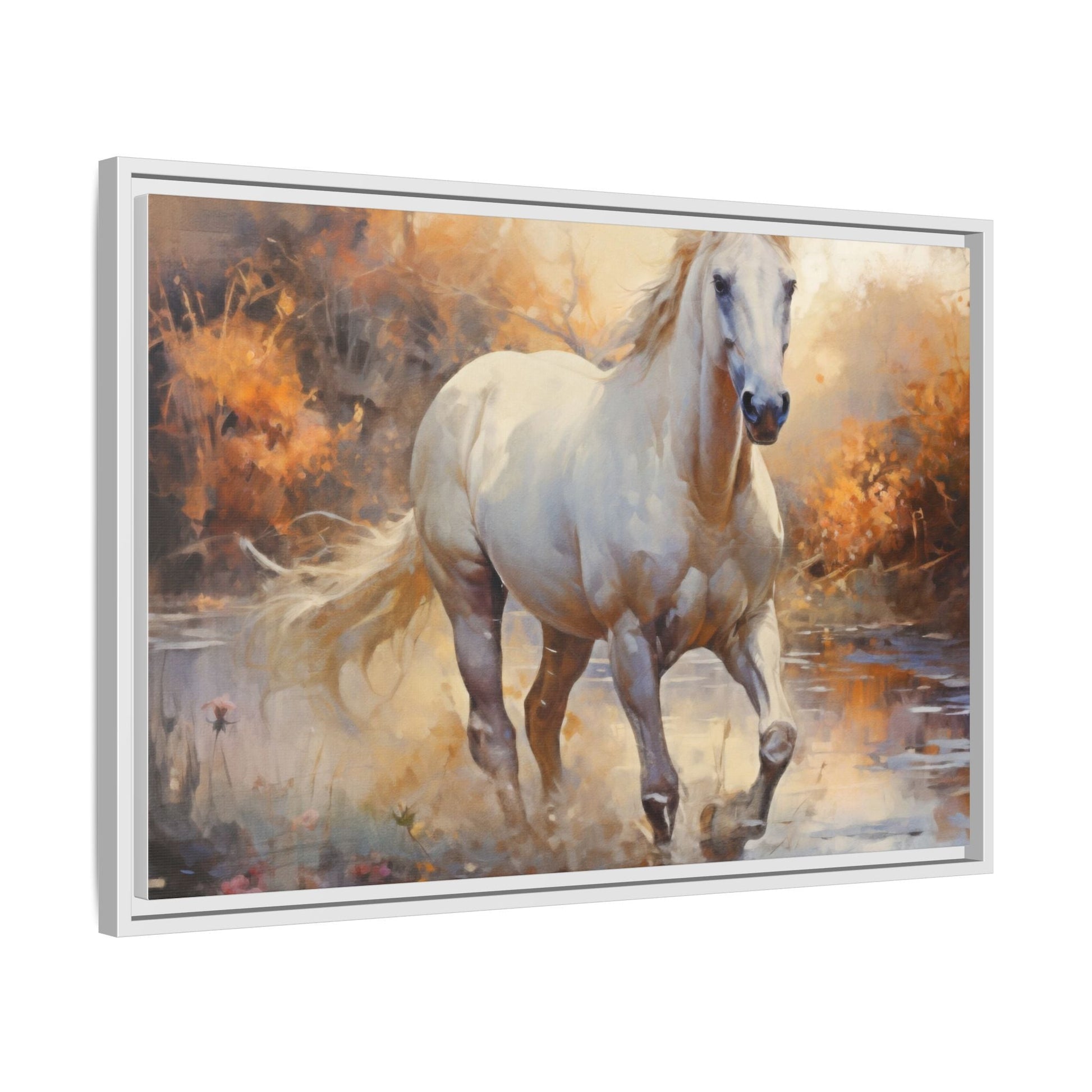 Arabian Horse – Elegant Pinewood Framed Wall Art for Timeless Décor