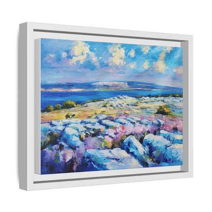 Burren 3 wall art featuring a scenic view of the Burren region in Ireland, printed on high-quality canvas with a premium frame for timeless décor