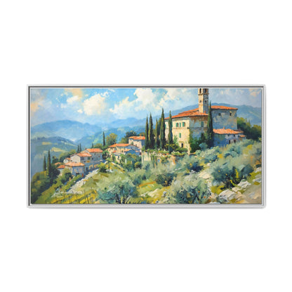 Tuscan Village on Hill - Captivating Italian Landscape Canvas Print for Timeless Home Décor