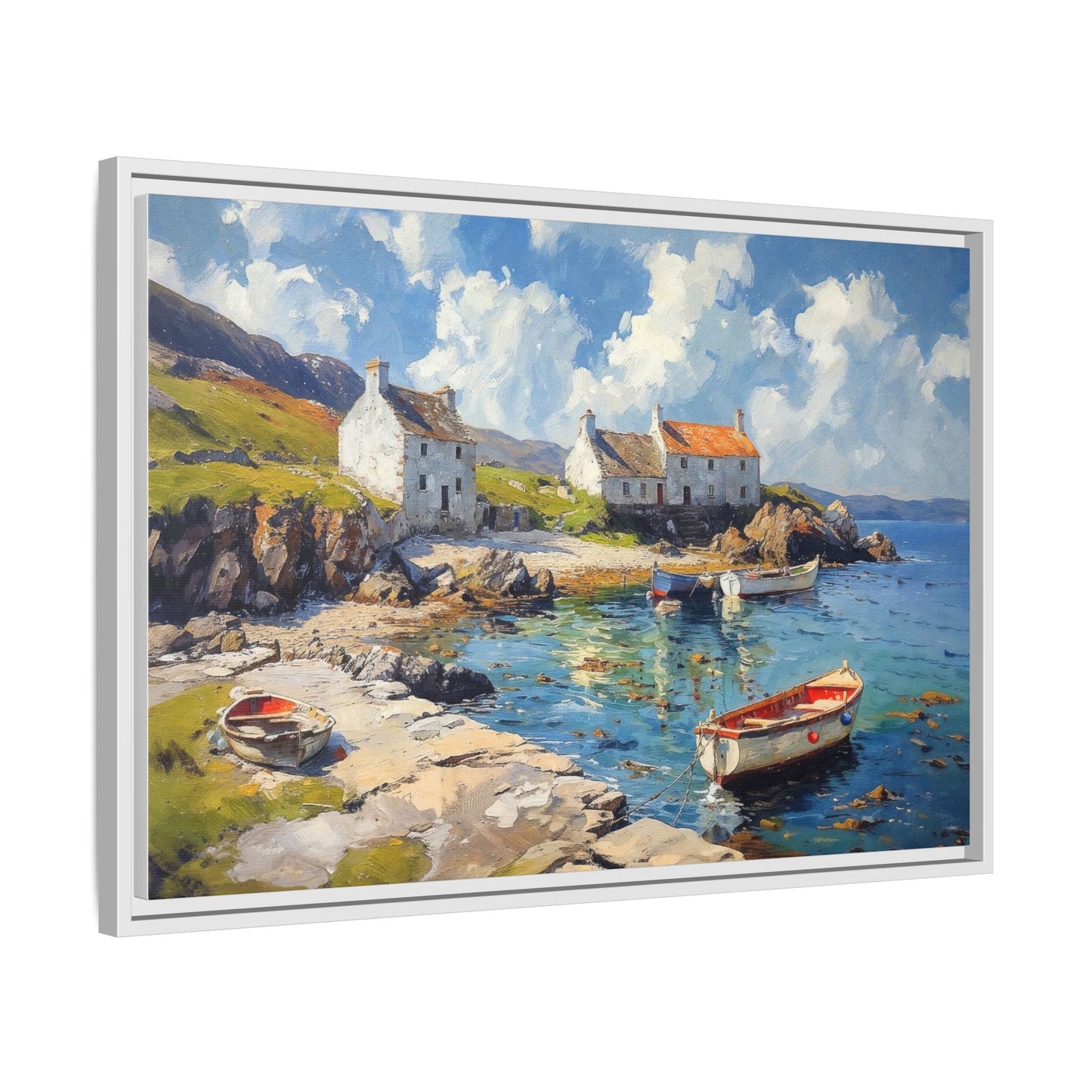 Island Harbour Coastal Landscape - Serene Wall Art Print for Home Décor