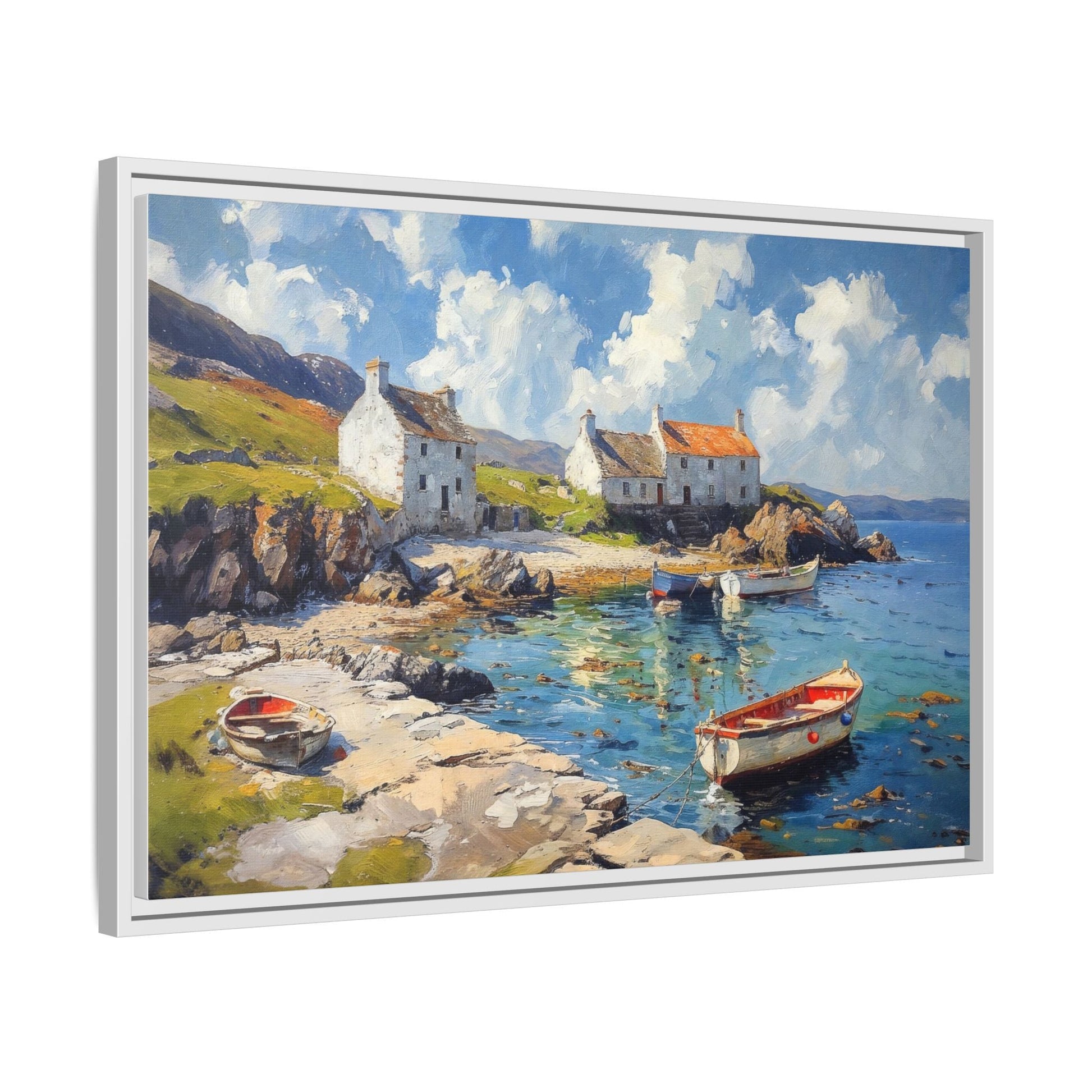 Island Harbour Coastal Landscape - Serene Wall Art Print for Home Décor