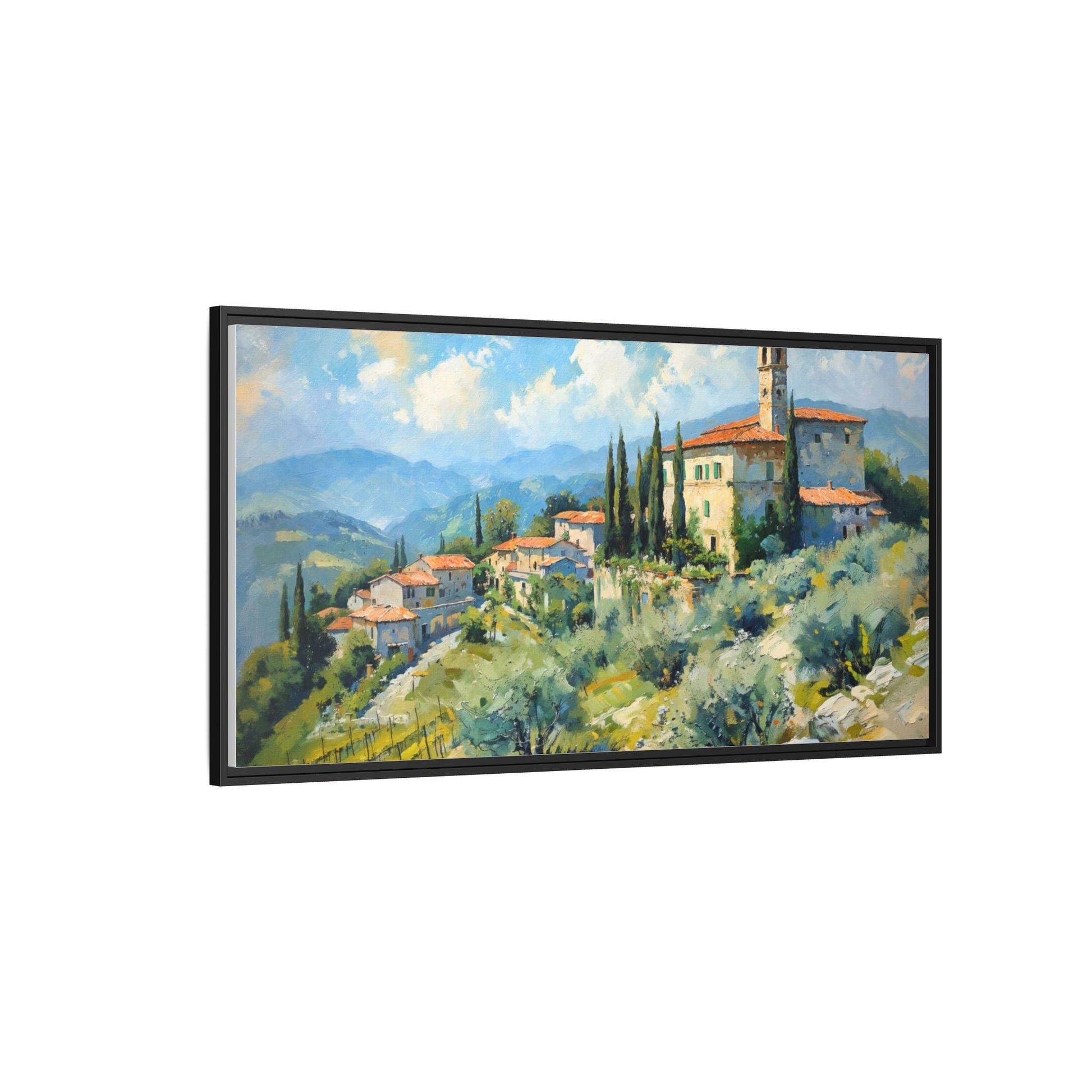 Tuscan Village on Hill - Captivating Italian Landscape Canvas Print for Timeless Home Décor