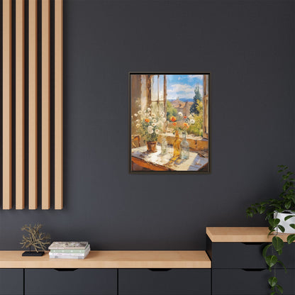 Summer Window – Elegant pinewood-framed wall art featuring a high-quality cotton-polyester canvas with vibrant colors and a timeless design.