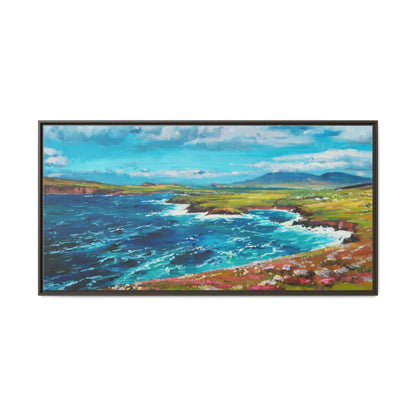 Dingle Peninsula wall art featuring a scenic view of Ireland's rugged coastline, printed on high-quality canvas with a premium frame.