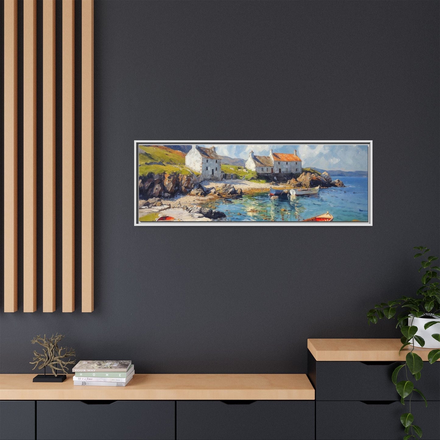 Island Harbour Coastal Landscape - Serene Wall Art Print for Home Décor