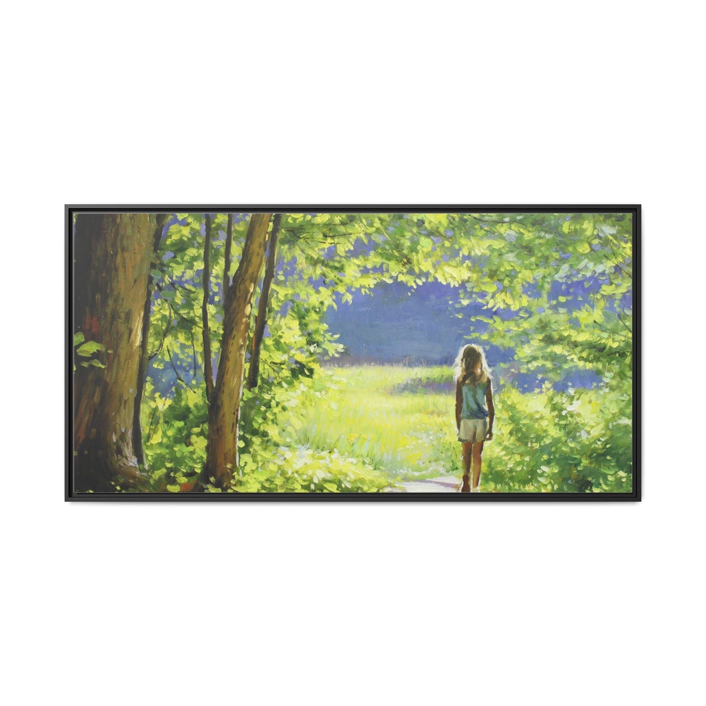 INTO THE LIGHT 11 – A captivating artwork featuring a luminous scene that evokes a sense of depth, movement, and serenity, framed in premium pinewood for timeless décor.