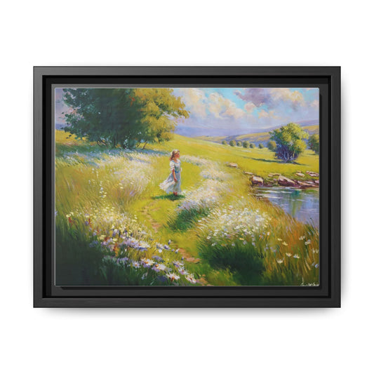 Young Girl By Lake Wall Art - Serene Portrait of a Girl by a Tranquil Lake for Home Décor