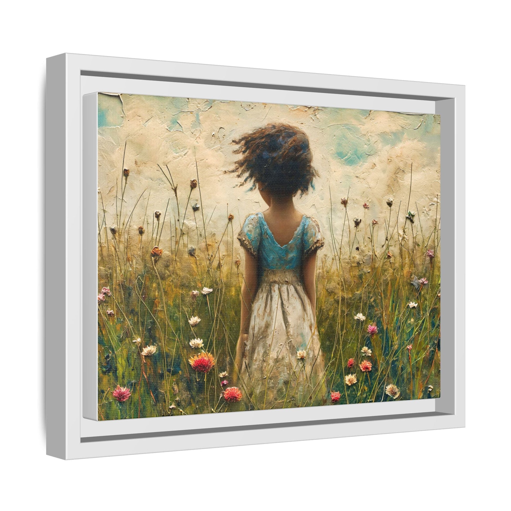 Young Girl In Flowers Wall Art - Graceful Portrait of Girl Surrounded by Flowers for Home Décor