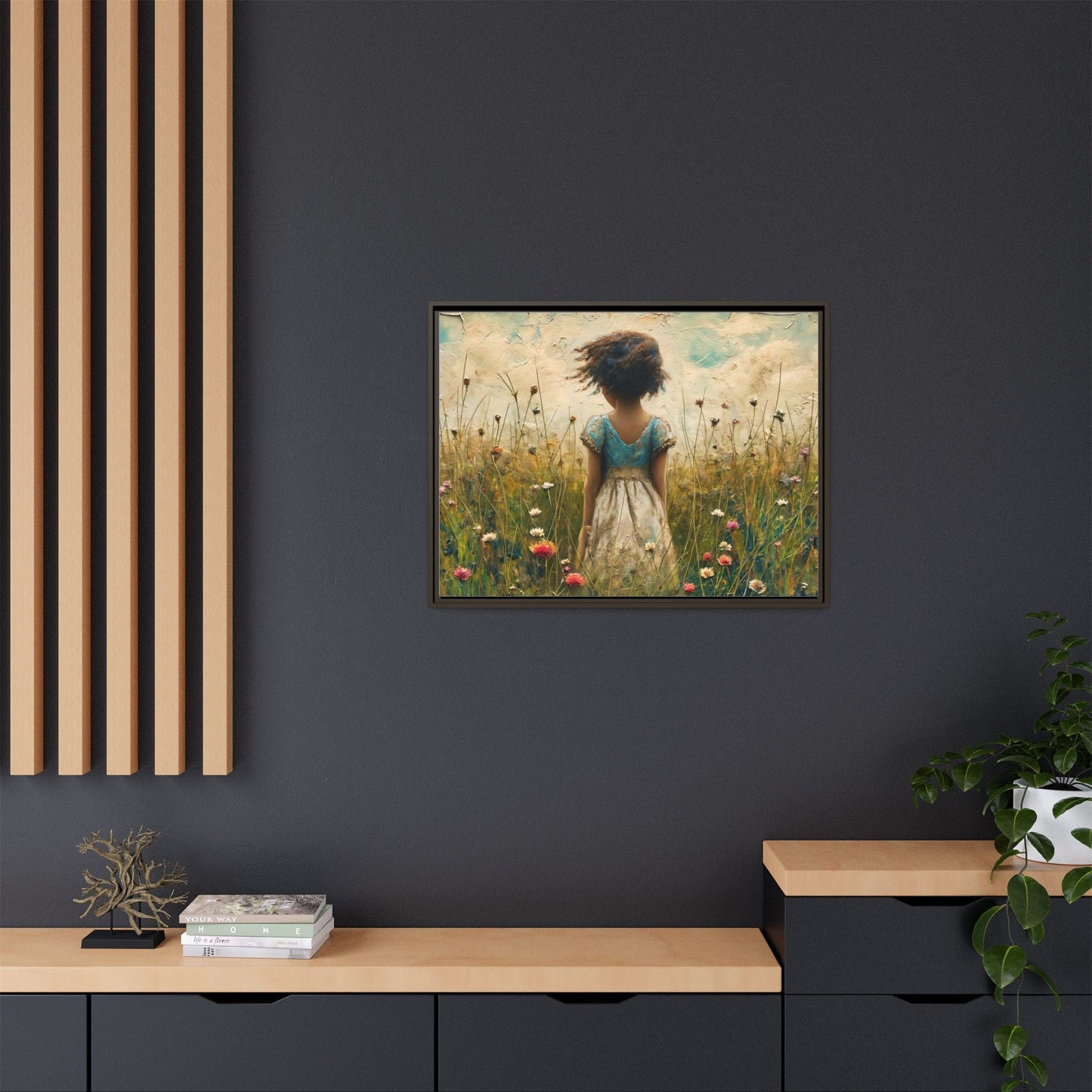 Young Girl In Flowers Wall Art - Graceful Portrait of Girl Surrounded by Flowers for Home Décor