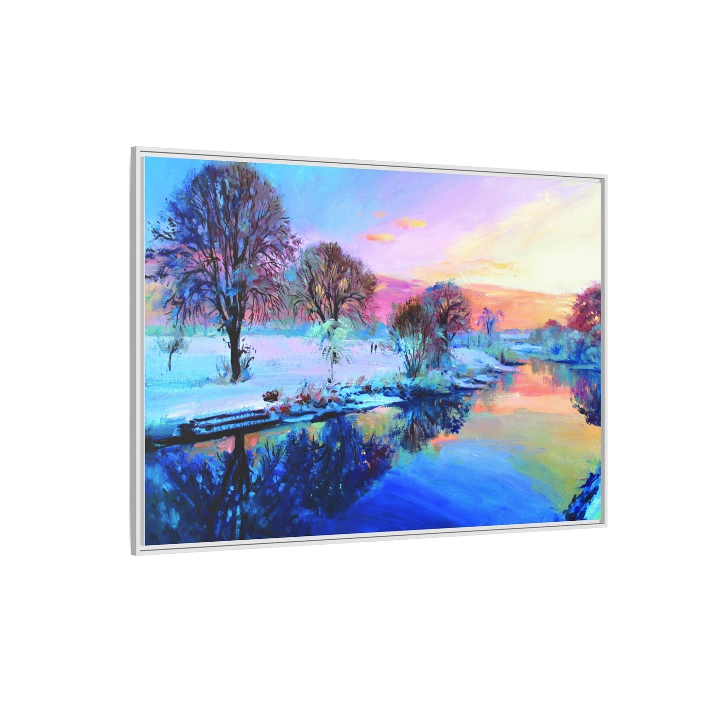 Winter Trees framed art – Premium pinewood frame with a cotton-polyester canvas print, featuring a protective coating for lasting beauty and timeless décor.