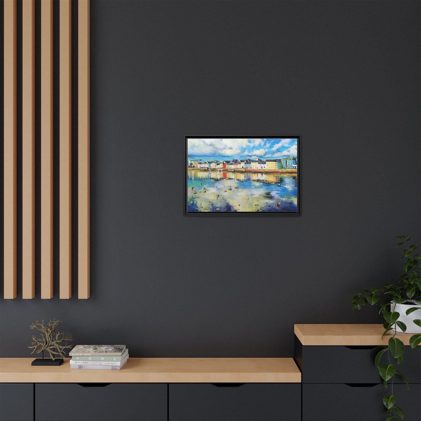 Galway Reflections wall art featuring serene Irish landscapes and water reflections, framed in premium quality wood.