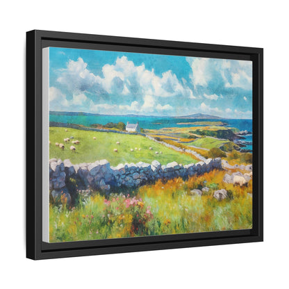 Far Flung Shores W.COL wall art featuring a serene coastal landscape, printed on high-quality canvas with a premium pinewood frame.