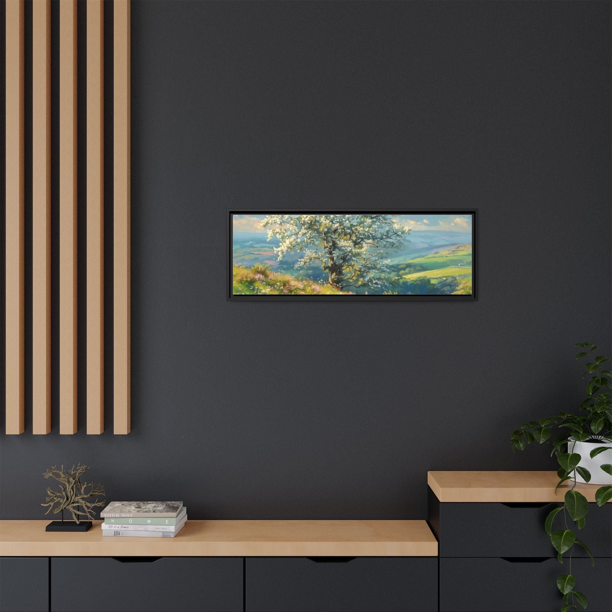 Whitethorn in Bloom wall art featuring a vibrant scene of blooming whitethorn trees, printed on high-quality canvas for a natural and timeless décor.