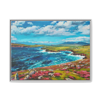 Dingle Peninsula wall art featuring a scenic view of Ireland's rugged coastline, printed on high-quality canvas with a premium frame.