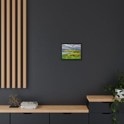 Cushendun Hills wall art showcasing rolling hills and scenic Irish landscapes, framed in high-quality materials for an elegant look.