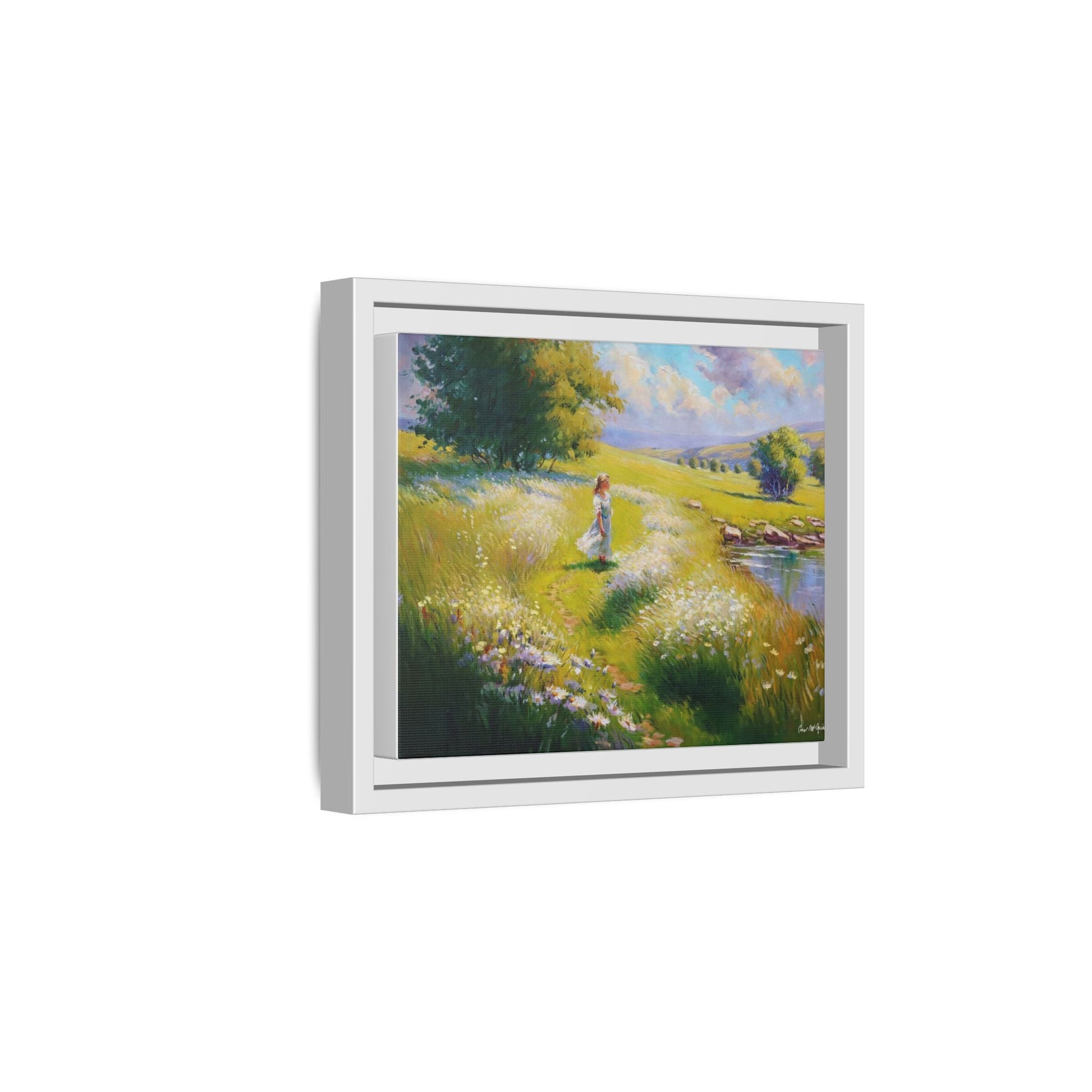 Young Girl By Lake Wall Art - Serene Portrait of a Girl by a Tranquil Lake for Home Décor