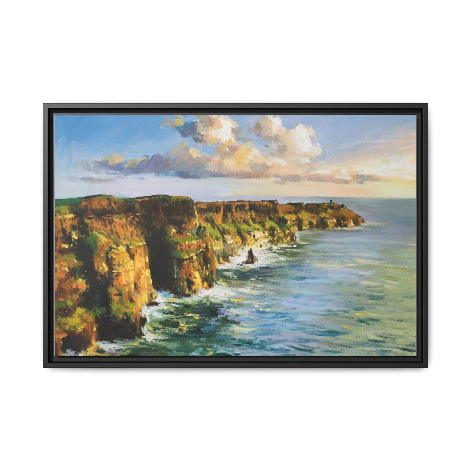 Cliffs of Moher wall art showcasing the dramatic Irish coastline, printed on high-quality canvas to bring natural beauty into your home décor.