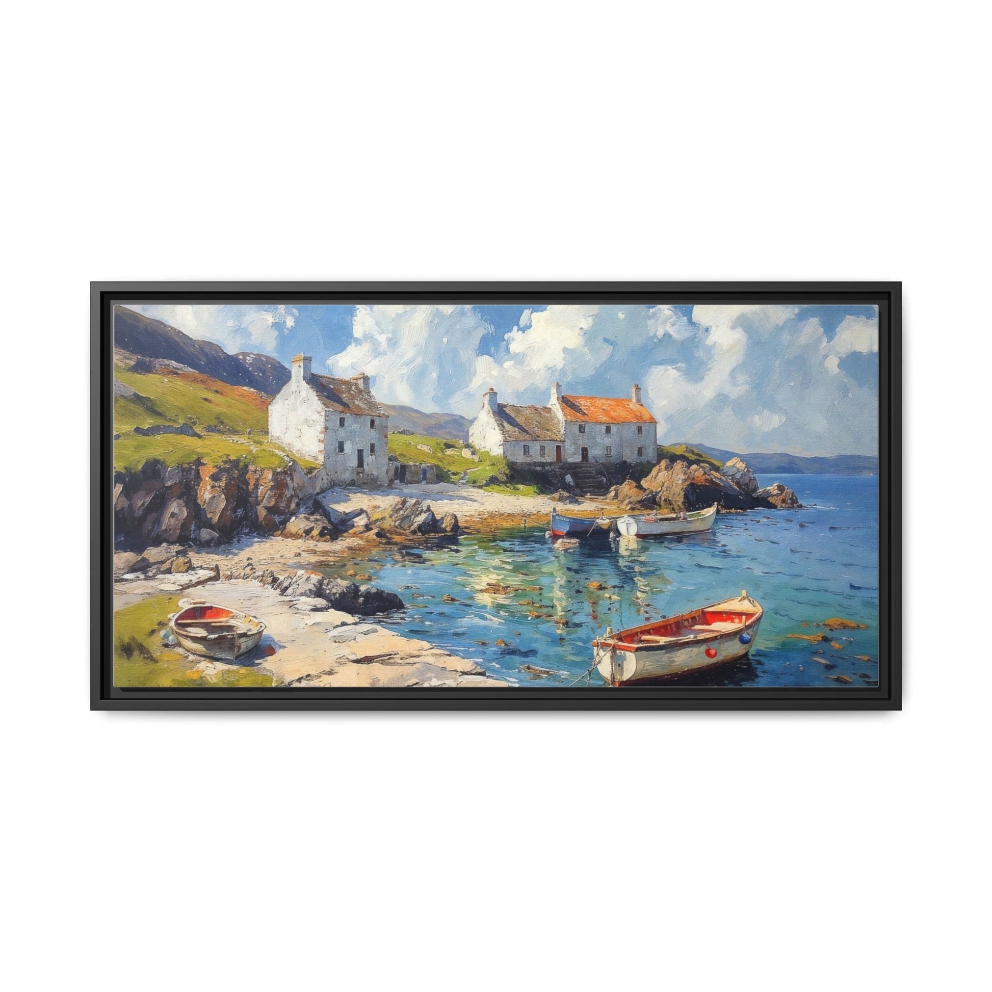 Island Harbour Coastal Landscape - Serene Wall Art Print for Home Décor