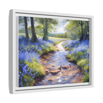 Bluebell Stream Wall Art - Serene Nature Landscape Canvas Print