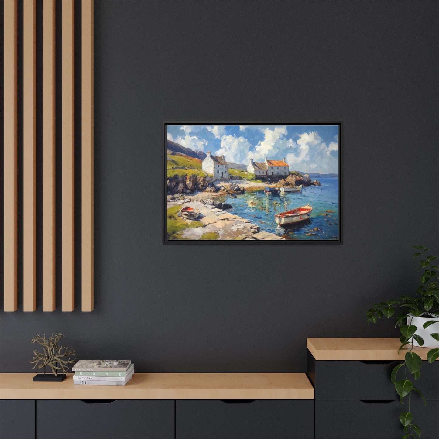 Island Harbour Coastal Landscape - Serene Wall Art Print for Home Décor