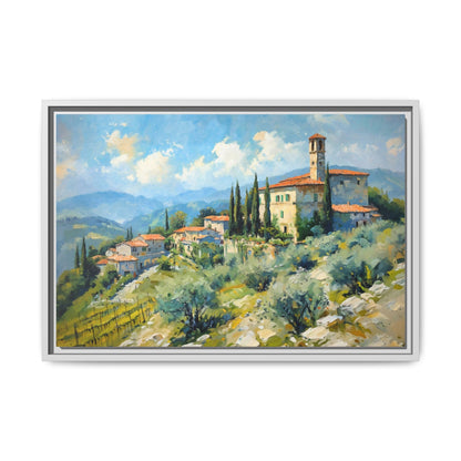 Tuscan Village on Hill - Captivating Italian Landscape Canvas Print for Timeless Home Décor