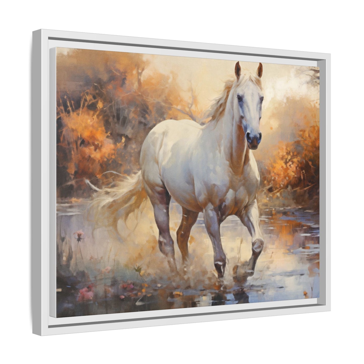 Arabian Horse – Elegant Pinewood Framed Wall Art for Timeless Décor