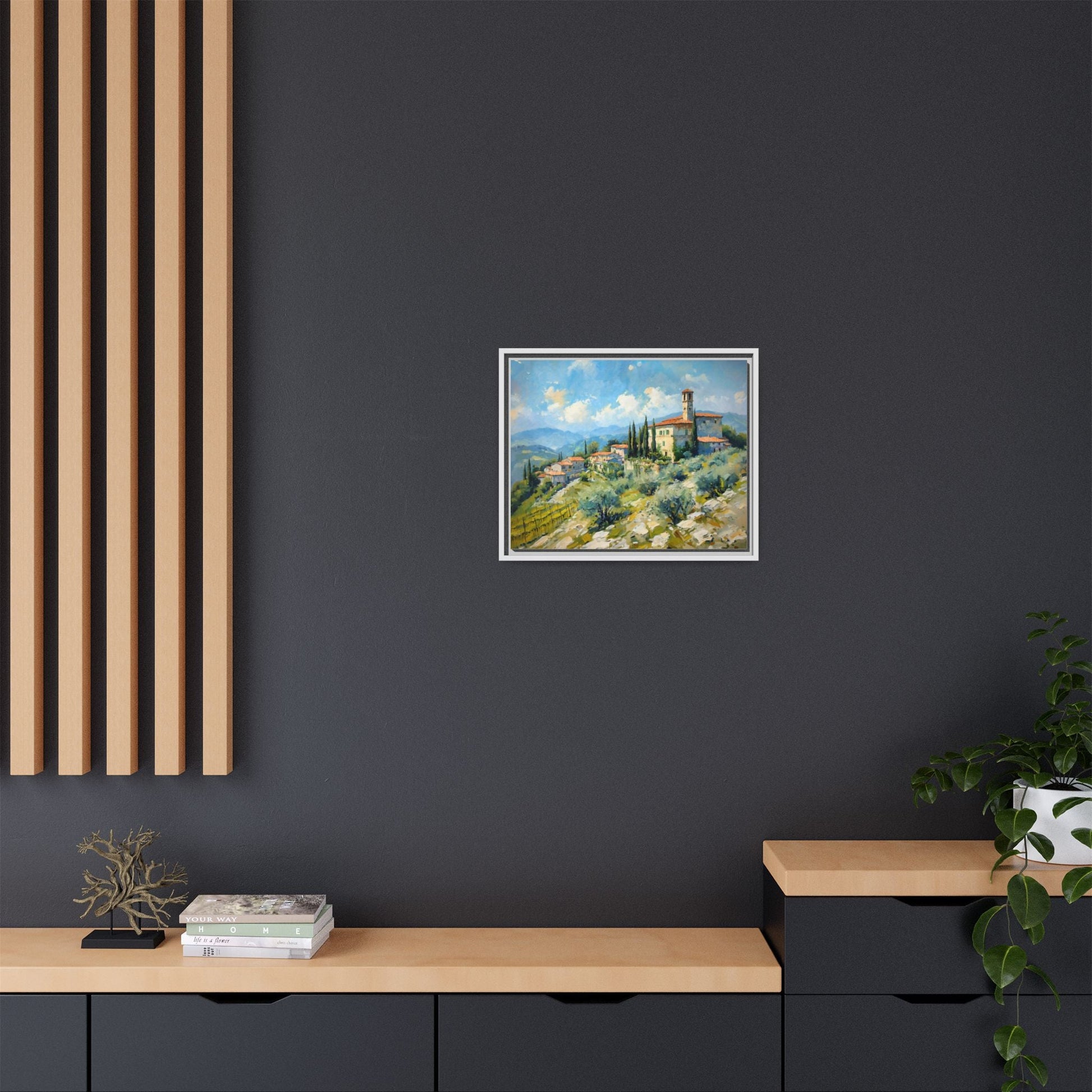 Tuscan Village on Hill - Captivating Italian Landscape Canvas Print for Timeless Home Décor