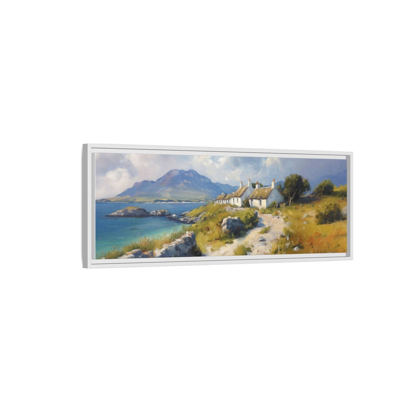 Blustery Day wall art featuring a dramatic wind-swept landscape in a pinewood frame.