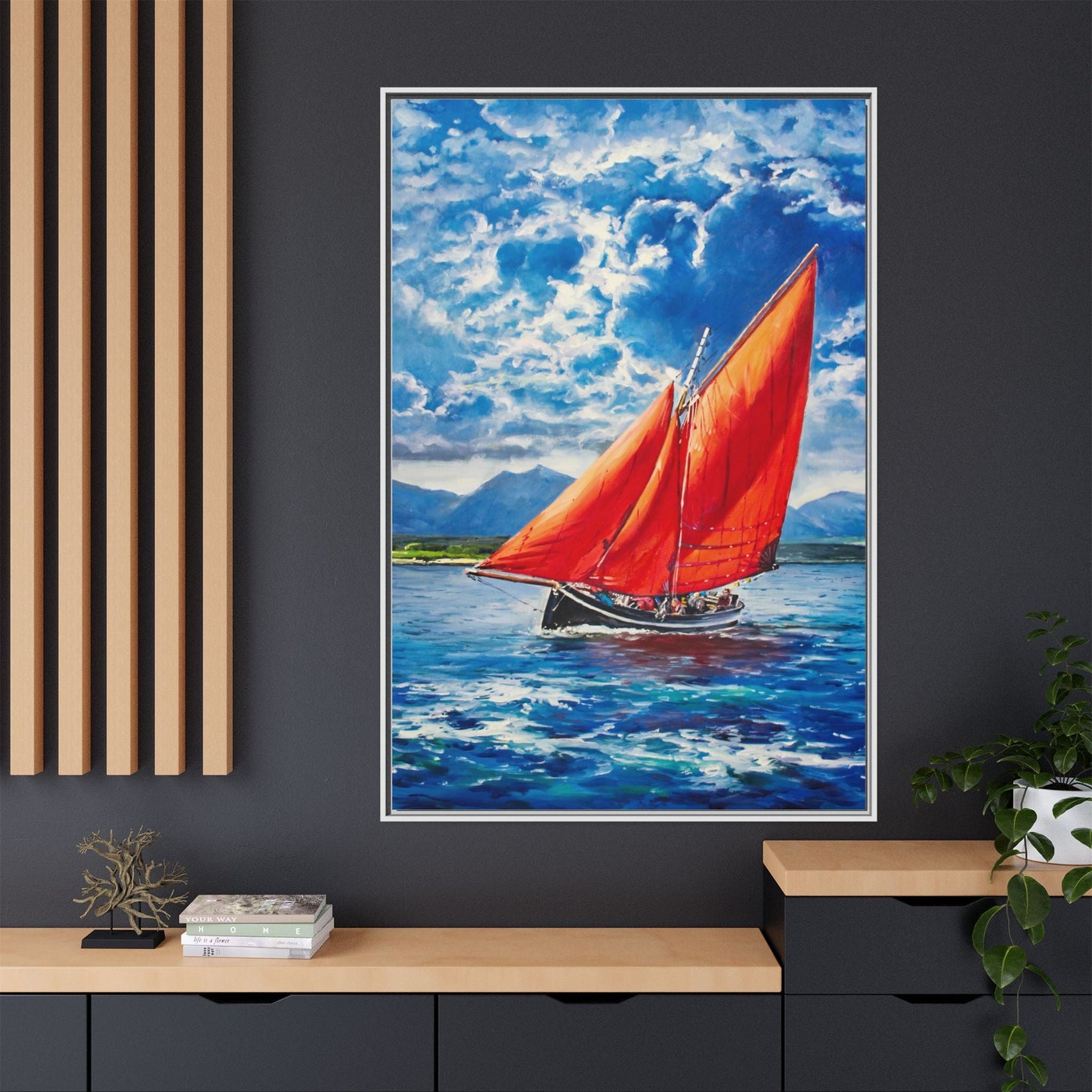 Single Galway Hooker – Premium Pinewood Art Frame for Timeless Décor