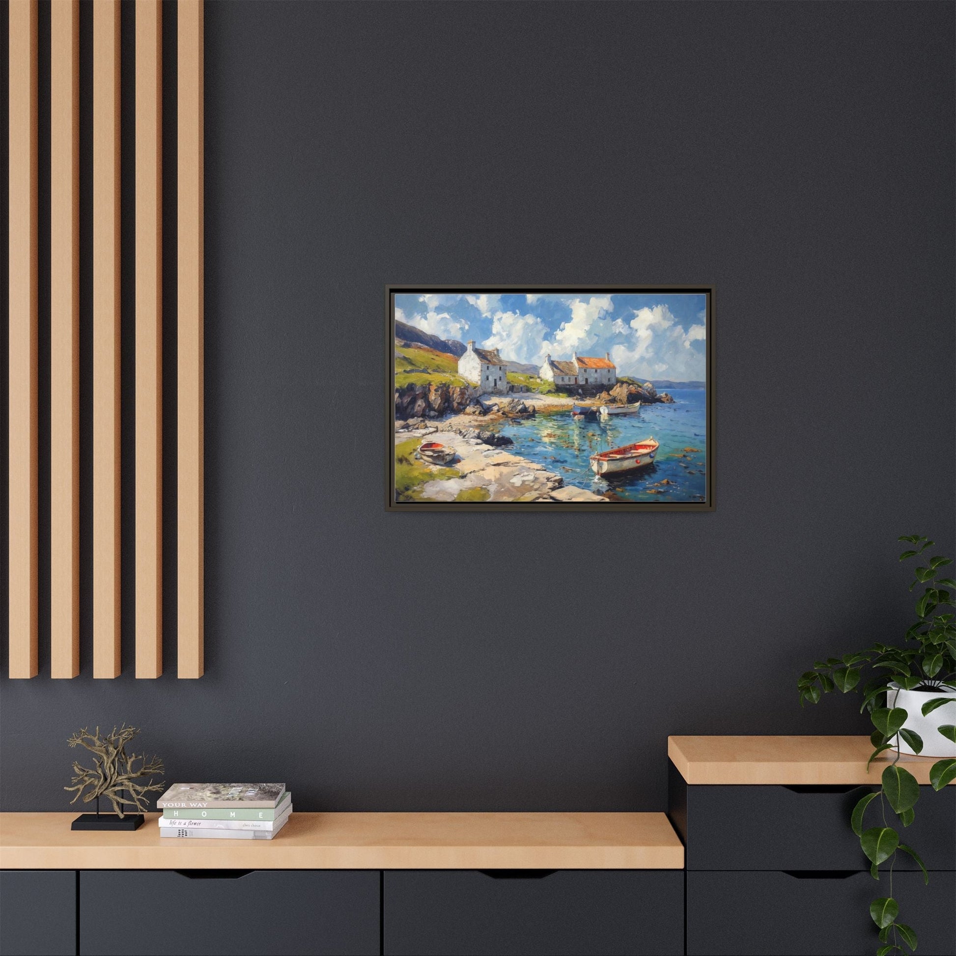 Island Harbour Coastal Landscape - Serene Wall Art Print for Home Décor