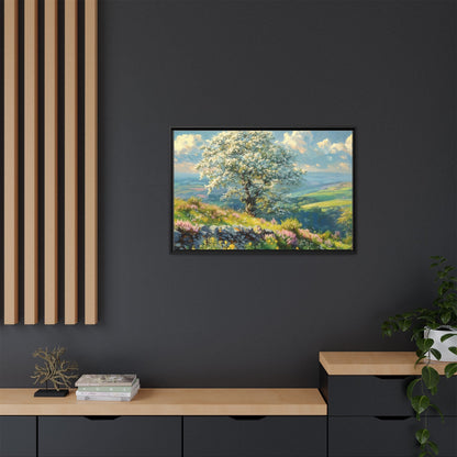 Whitethorn in Bloom wall art featuring a vibrant scene of blooming whitethorn trees, printed on high-quality canvas for a natural and timeless décor.