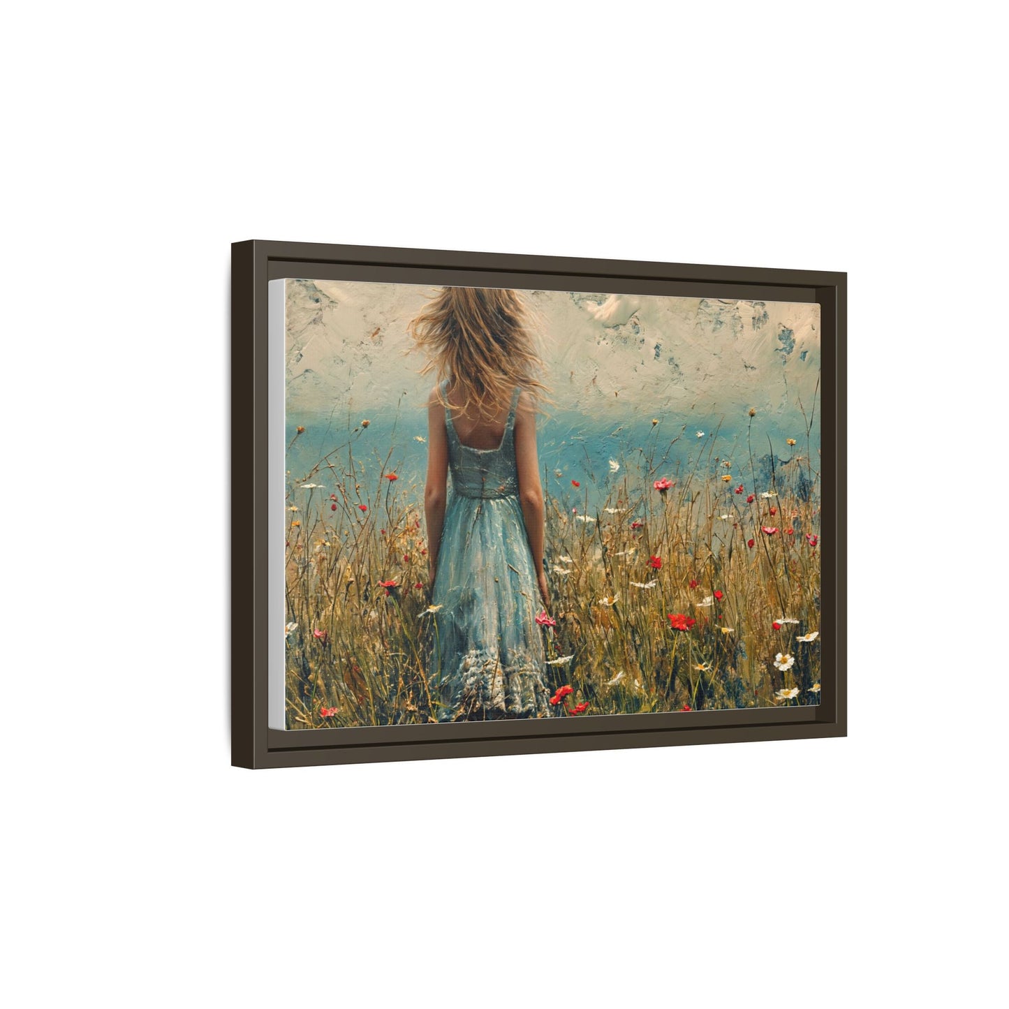 Young Girl Looking Out To Sea wall art, featuring a peaceful ocean view and a young girl in contemplation, printed on high-quality canvas for timeless décor.