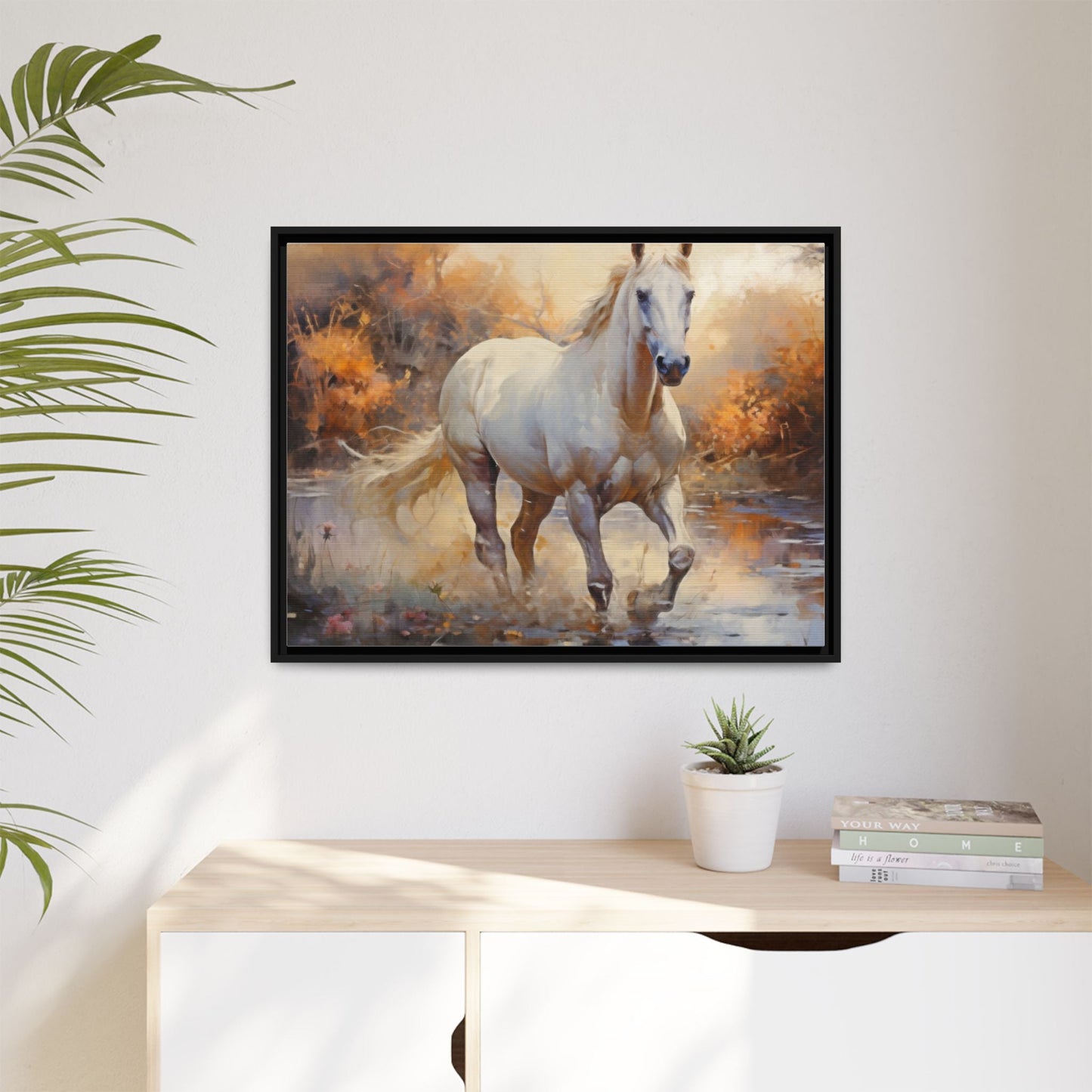 Arabian Horse – Elegant Pinewood Framed Wall Art for Timeless Décor