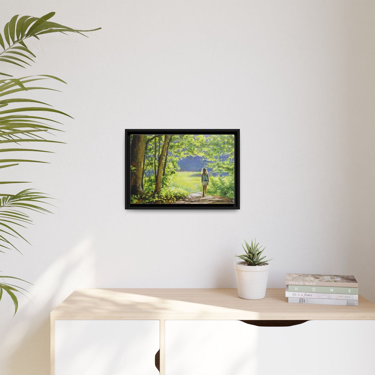 INTO THE LIGHT 11 – A captivating artwork featuring a luminous scene that evokes a sense of depth, movement, and serenity, framed in premium pinewood for timeless décor.