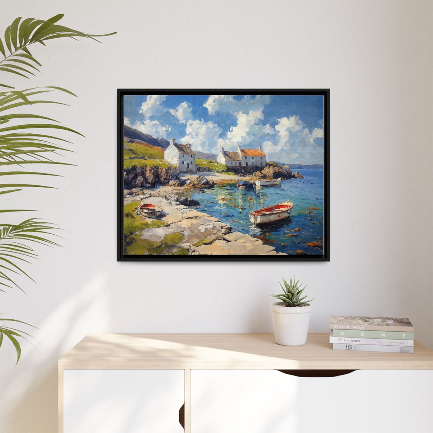 Island Harbour Coastal Landscape - Serene Wall Art Print for Home Décor