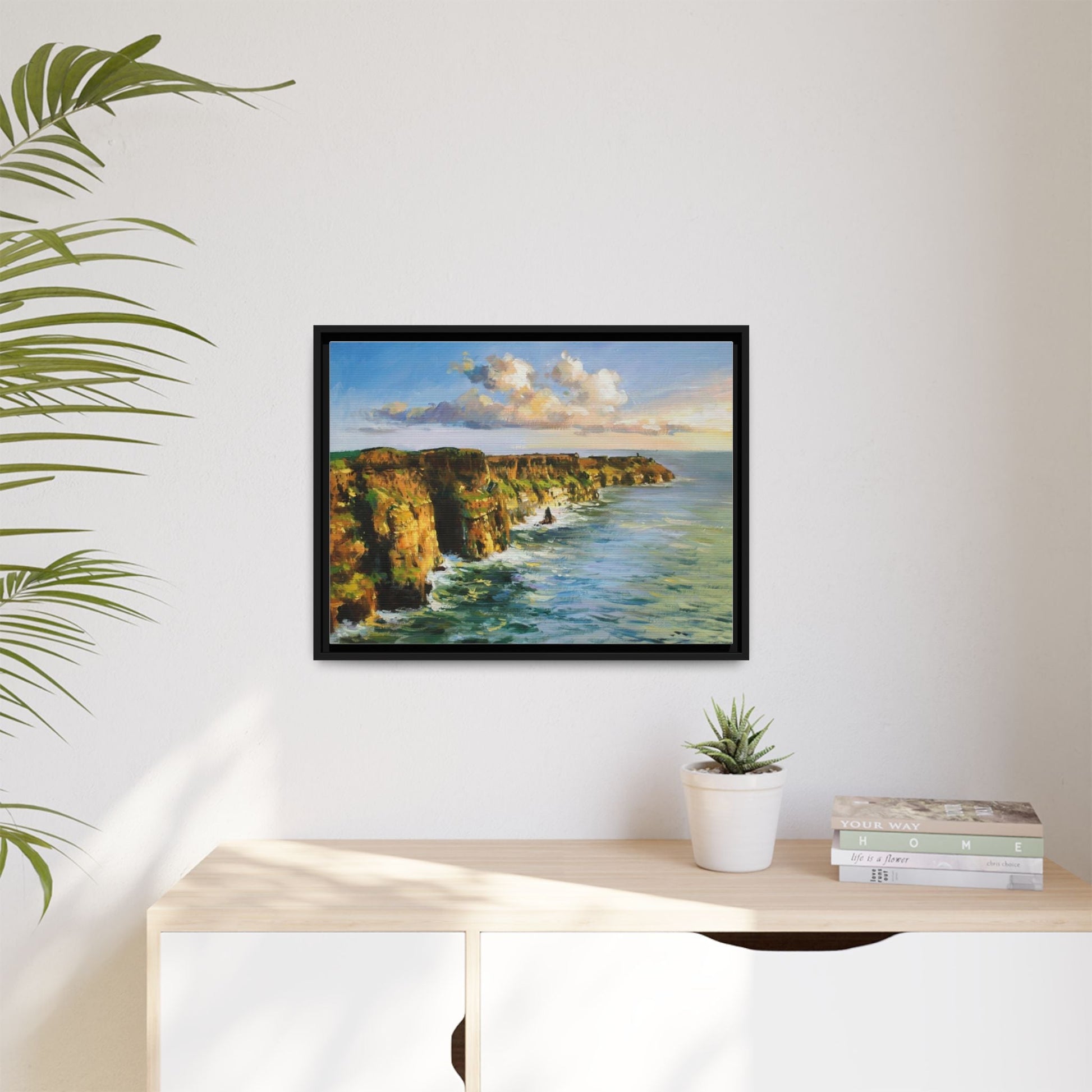 Cliffs of Moher wall art showcasing the dramatic Irish coastline, printed on high-quality canvas to bring natural beauty into your home décor.