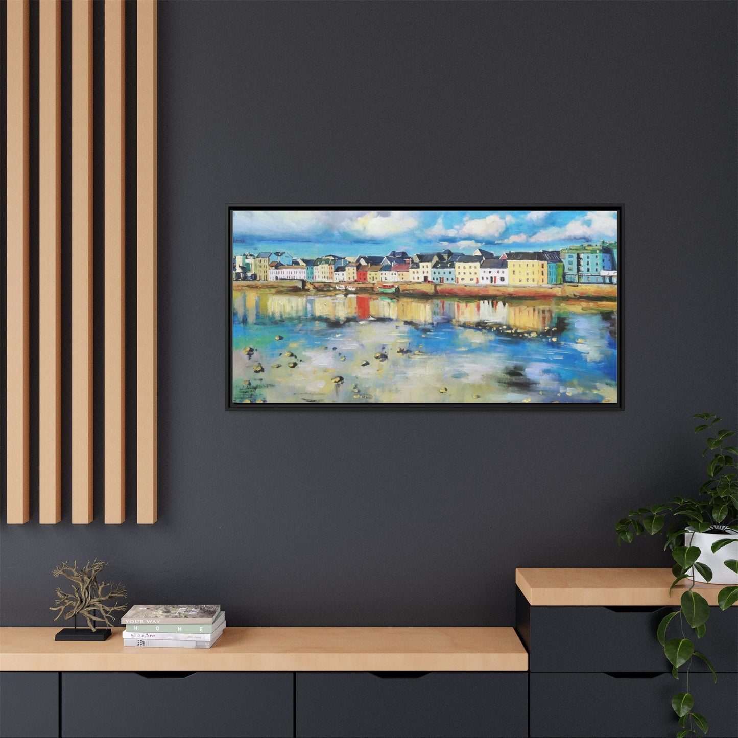 Galway Reflections wall art featuring serene Irish landscapes and water reflections, framed in premium quality wood.