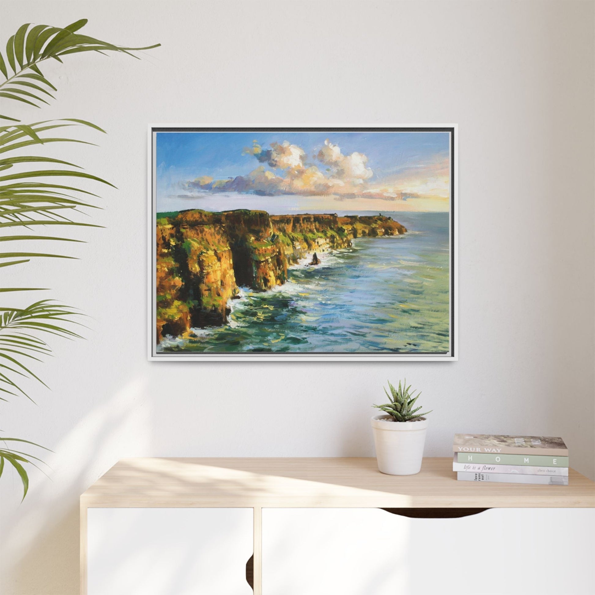 Cliffs of Moher wall art showcasing the dramatic Irish coastline, printed on high-quality canvas to bring natural beauty into your home décor.