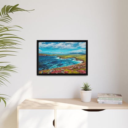 Dingle Peninsula wall art featuring a scenic view of Ireland's rugged coastline, printed on high-quality canvas with a premium frame.