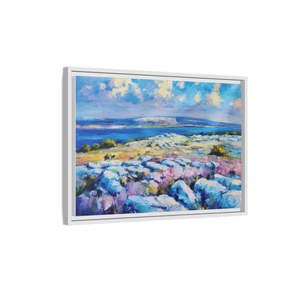 Burren 3 wall art featuring a scenic view of the Burren region in Ireland, printed on high-quality canvas with a premium frame for timeless décor