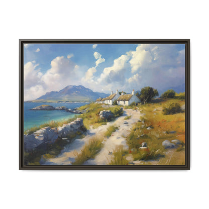 Blustery Day wall art featuring a dramatic wind-swept landscape in a pinewood frame.