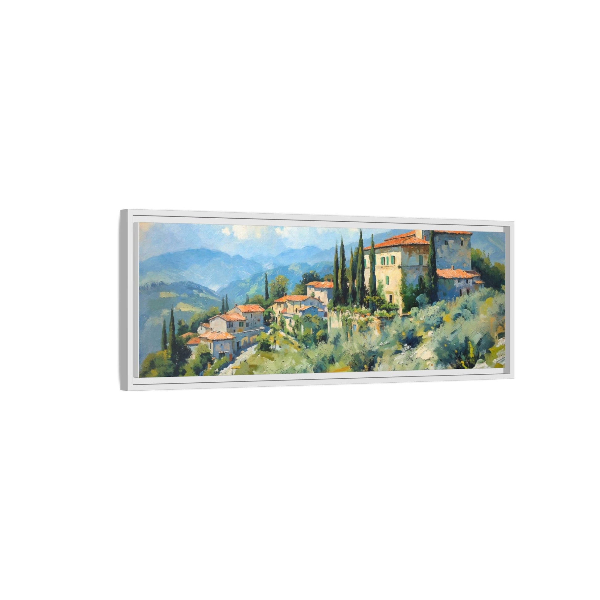 Tuscan Village on Hill - Captivating Italian Landscape Canvas Print for Timeless Home Décor