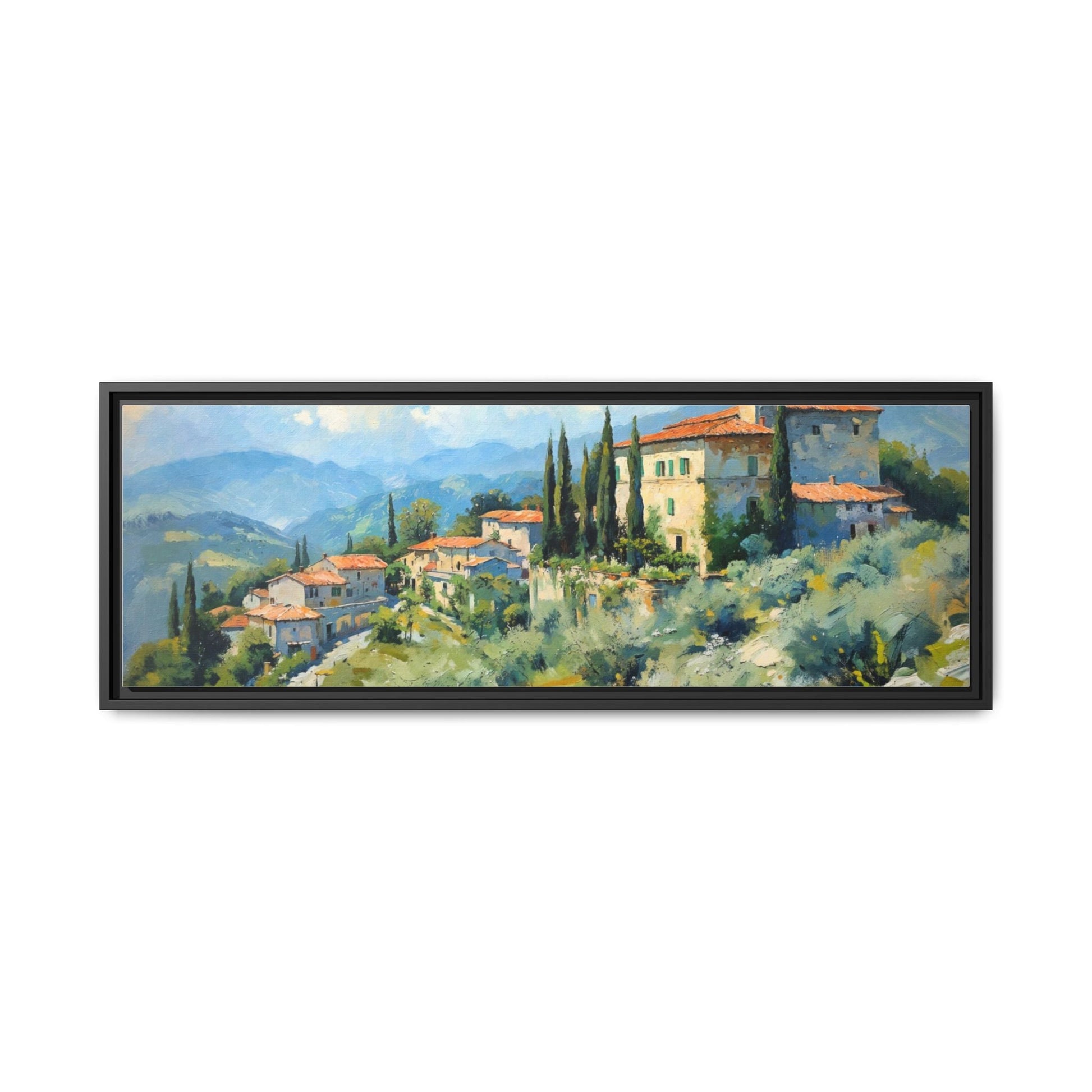 Tuscan Village on Hill - Captivating Italian Landscape Canvas Print for Timeless Home Décor