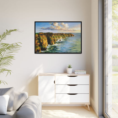 Cliffs of Moher wall art showcasing the dramatic Irish coastline, printed on high-quality canvas to bring natural beauty into your home décor.