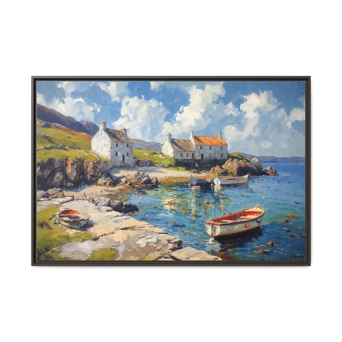 Island Harbour Coastal Landscape - Serene Wall Art Print for Home Décor